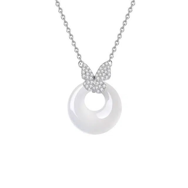 陌阡雪 平安喜乐 蝴蝶平安扣锁骨链 新中式国风 日常百搭 平安顺遂 心想事成 幸福圆满#好运天然 玉髓 项链 女款