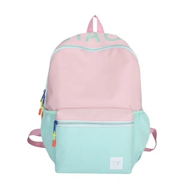 南潇湘 高颜值简约可爱撞色拼接校园出游百搭 尼龙 双肩包 女款 粉绿色/粉紫色/绿黄色/蓝黄色