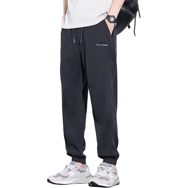 协协乐 高端天丝美式复古束脚莱赛尔工装裤春秋潮牌哈伦百搭运动九分裤牛仔裤 男款