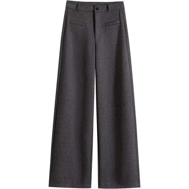 她池 通勤简约宽松款高腰垂感长款阔腿休闲裤 女款