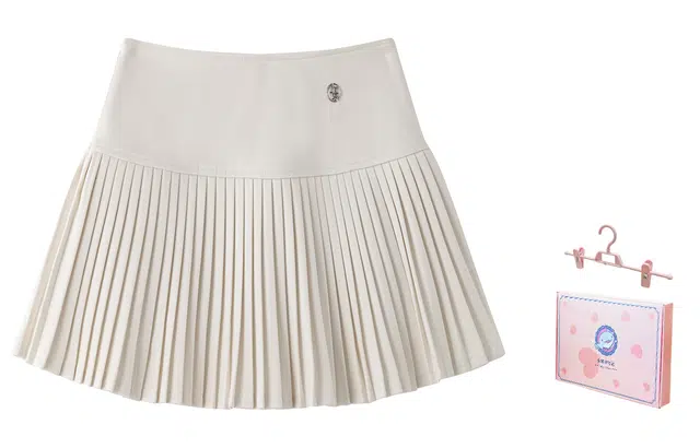 东鲸岁时记 学院风千金风百褶裙伯克利半裙休闲短裙 女款 礼盒装 米白色