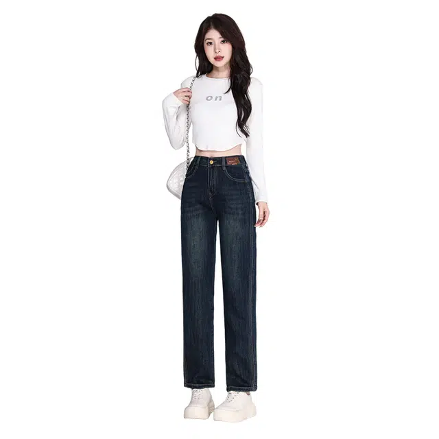 淑好百 宽松显瘦舒适牛仔裤 女款