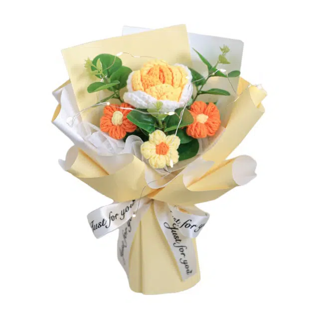 欧洛伊 创意钩织毛线玫瑰花束 其他手工制作