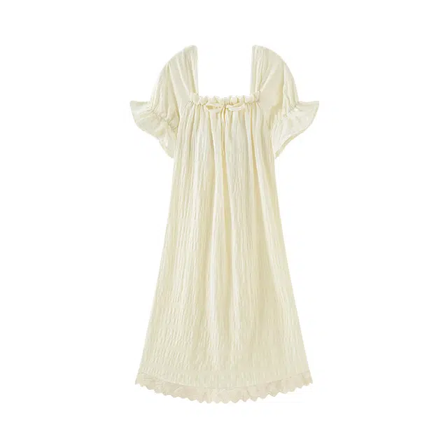 欧诗帛 云朵棉夏天宽松版短袖中长款带胸垫睡衣高颜值可外穿家居服睡裙 女款