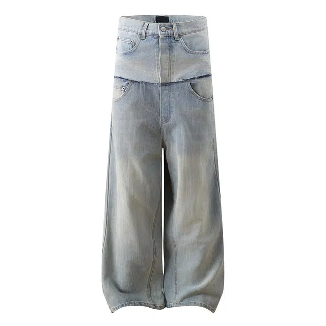 GBXM Double Layer Waist Distressed Jeans