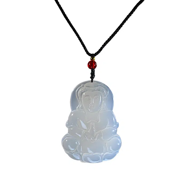 【高端】 灵晔 平安喜乐国潮新中式玉润观音轻奢高级通勤时尚简约百搭诸事顺遂好运连连 玉髓 项链 男女同款情侣款