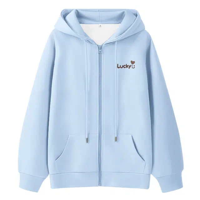 棉致 幸运笑脸简约纯色牛奶丝复合抗皱无性别主义宽松落肩休闲卫衣 男女同款