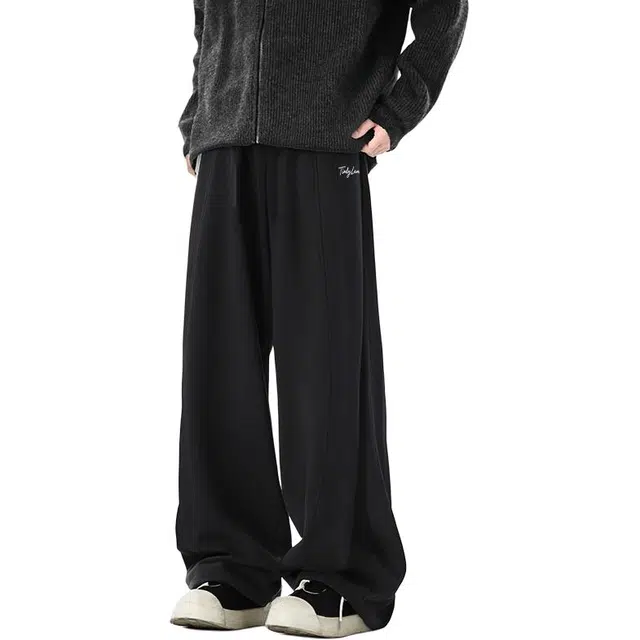 图兰朵 美式百搭宽松舒适时尚长裤直筒系带休闲裤 男女同款