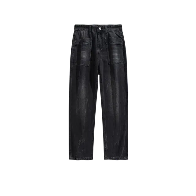 奇迹街区 美式街头做旧潮牌宽松直筒百搭长裤潮流牛仔裤 男女同款