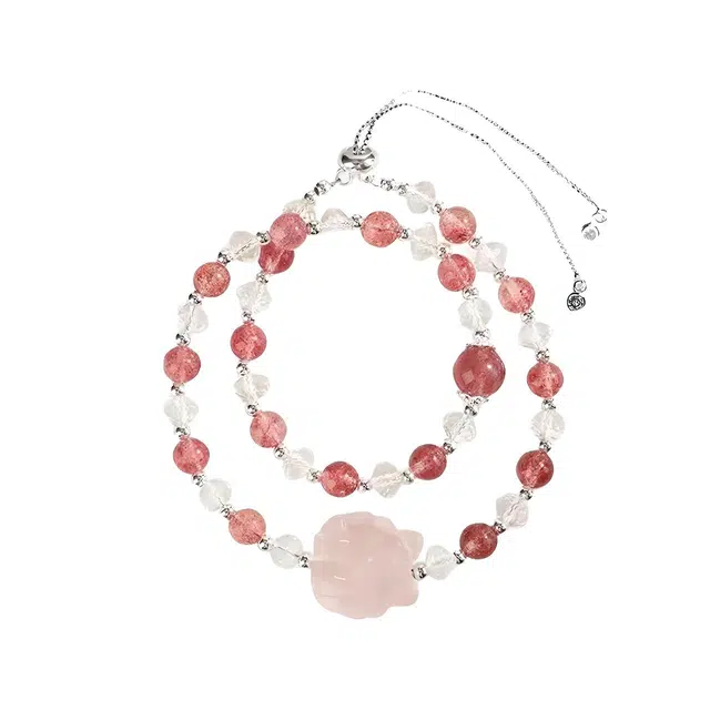 陌阡雪 招桃花招正缘 甜美爱恋 守护爱情甜蜜幸福美满 学业进步平静心灵 轻奢设计小众高级感#好运天然 草莓晶 手串 女款