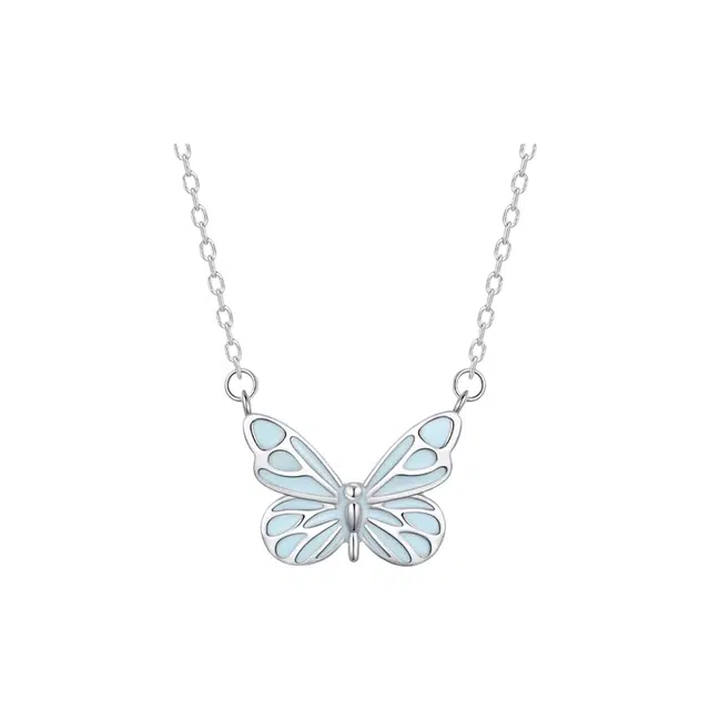 【免费刻字】 福柚 发光 蝶光梦幻夜光灵蝶蝴蝶暗夜精灵锁骨链 恋爱轻奢浪漫九紫离火灵动精致#好运 合金 项链 女款