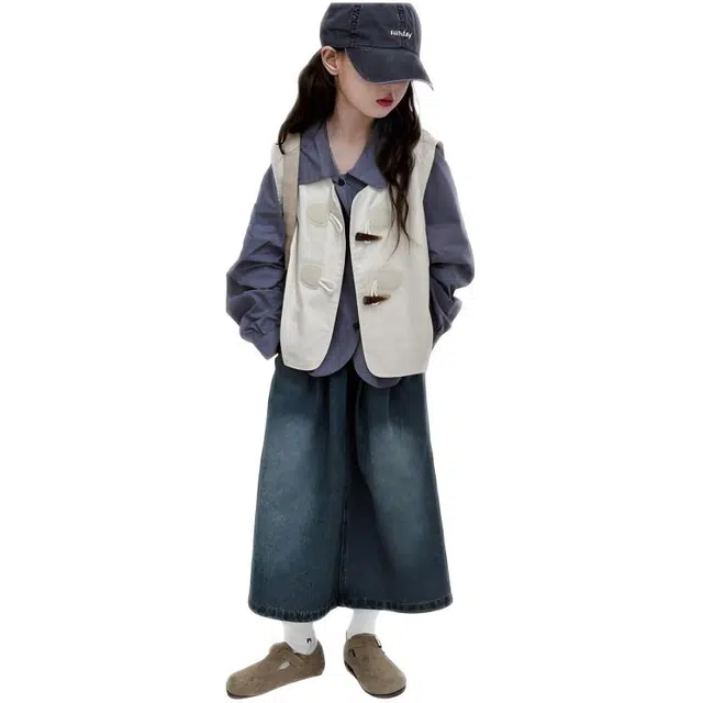 比比我休闲运动套装  女童春秋季马甲百搭大童潮牌小孩衣服 小女孩长袖洋气时髦 舒适帅气轻便