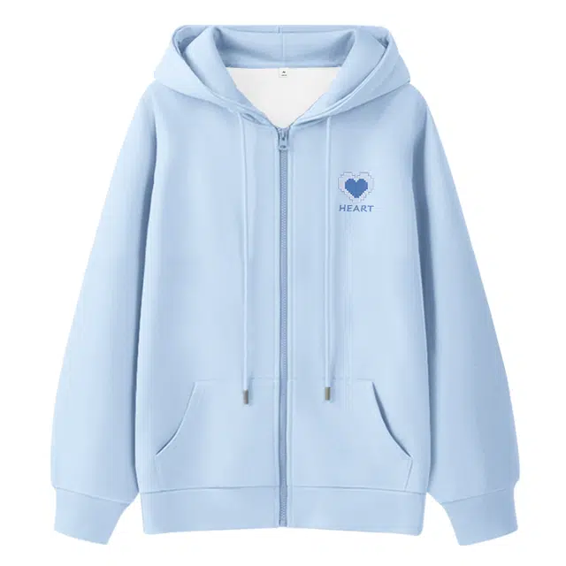 棉致 像素蓝心简约纯色牛奶丝复合抗皱无性别主义宽松落肩休闲卫衣 男女同款