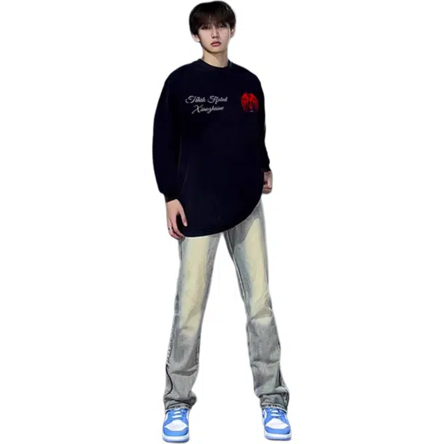 地界二 简约圆领美式高街卫衣 男女同款