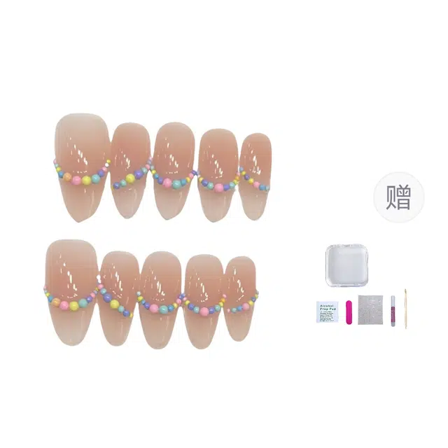 几多萌 【泡泡糖】穿戴甲手作可爱创意彩虹气泡美甲冰透腮红  椭圆裸色晕染