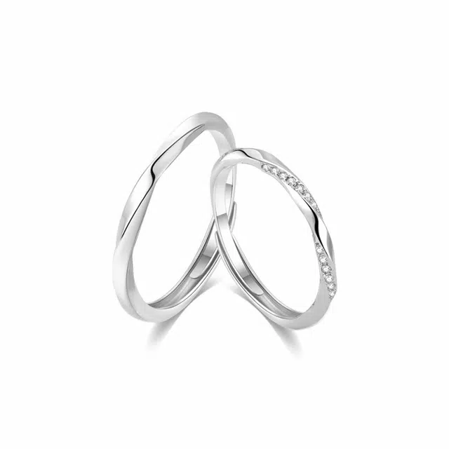 京华录 莫比乌斯环情侣对戒 轻奢简约日常通勤百搭学生官宣甜蜜饰爱 女友七夕限定周年礼盒 锆石 开口可调节戒指 男女同款情侣款