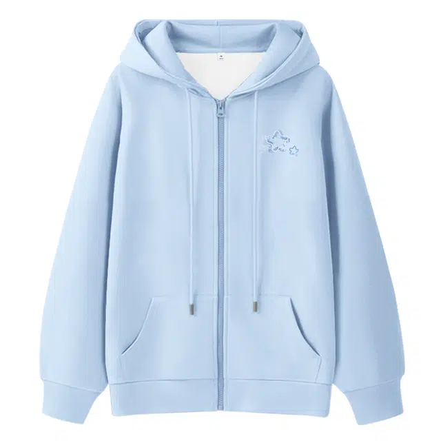 棉致 重影星星简约纯色牛奶丝复合抗皱无性别主义宽松落肩休闲卫衣 男女同款