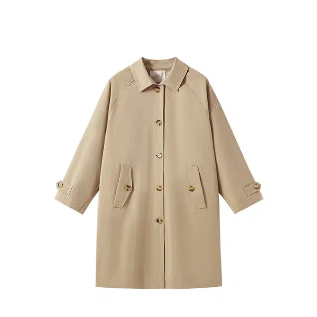 英氏夹克 舒适宽松英伦风单排扣休闲百搭翻领长袖中长款 青少年