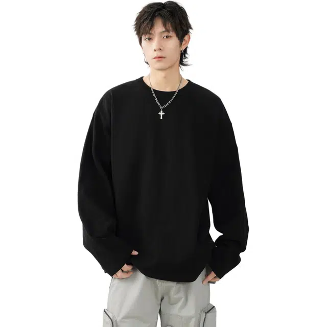 地界二 纯色百搭简约宽松卫衣 男女同款