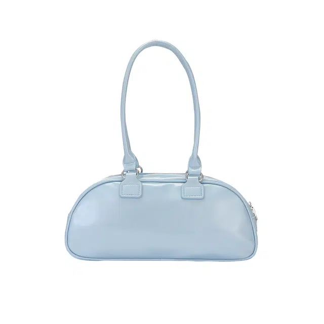 江南先生 银翼系列美式复古立体绣花棒球包休闲 聚氨酯革 单肩包 男女同款情侣款 蓝色/黑色/银色