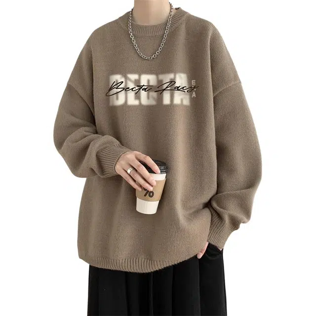 顶峰保罗 美式复古宽松休闲打底衫百搭字母印花圆领卫衣 男女同款