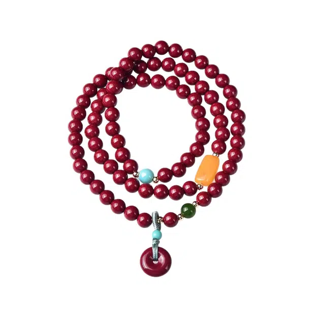 茂琼 富贵双全 精品平安扣高含量配珠小众百搭高级感#好运 朱砂 手串 男女同款情侣款