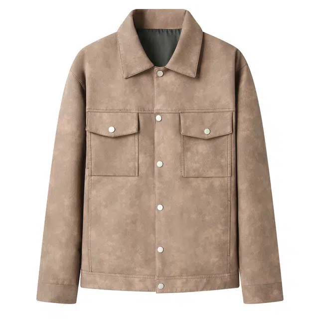 卡丹狄诺 个性混色纹理感时尚百搭翻领单排扣皮衣夹克外套 男款