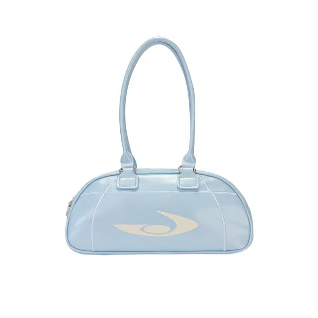 江南先生 银翼系列美式复古立体绣花棒球包休闲 聚氨酯革 单肩包 男女同款情侣款 蓝色/黑色/银色