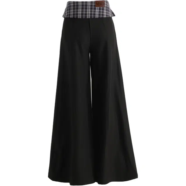 玫丝朵 格子拼接时尚设计感高腰阔腿宽松拖地休闲裤 女款