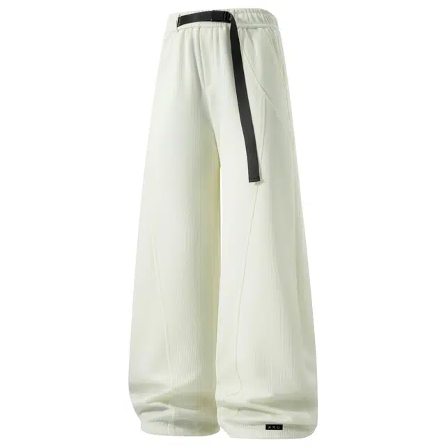 梓润格 弯刀裤男士夏季薄款宽松百搭美式潮牌纯色带腰带凉感直筒休闲裤 男女同款