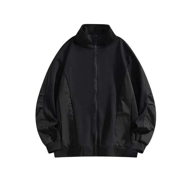 奇迹街区 日系纯色立领潮牌街头宽松百搭打底上衣卫衣 男女同款