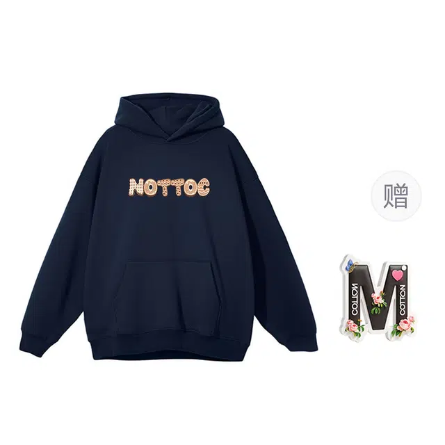 棉购 加绒加厚连帽简约秋冬宽松长袖秋冬慵懒风外套卫衣 男女同款