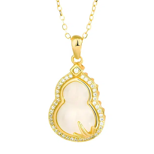 陌阡雪 【竹韵葫芦】节节高升 财源广进 福禄双全 上岸转运 新中式轻奢时尚气质温润简约 小众高级日常百搭#好运天然 玉髓 项链 女款