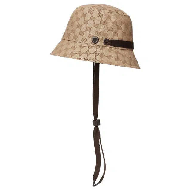 GUCCI Logo Canvas Bucket Hat Brown