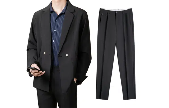 空白町 轻商务系列 简约百搭宽松休闲日系高级感基础款口袋西服长袖外套长裤子通勤雅痞学院制服西装套装 男女同款