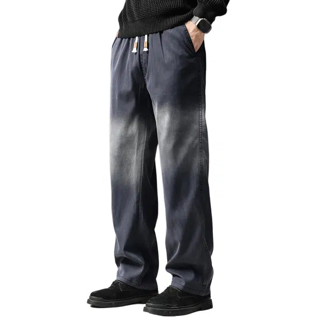 贵色 春秋季 城市机能风渐变色男士青少年学院风舒适透气潮流日常出行穿搭直筒休闲牛仔裤 宽松 男女同款