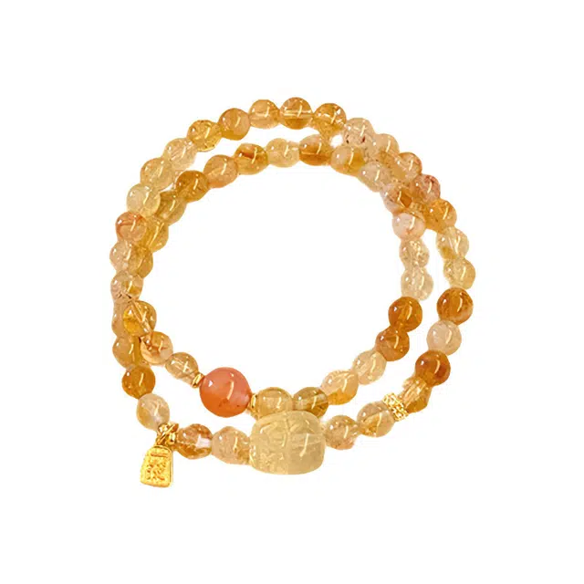 陌阡雪 日进斗金  新中式小众设计 招财纳福#好运天然 黄水晶 手串 女款