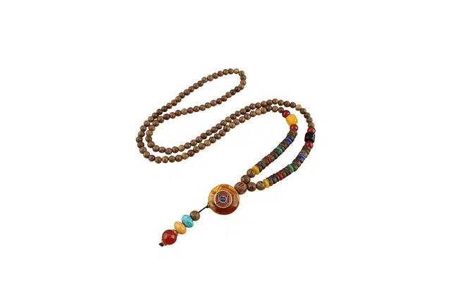 迎百宝 平安转运木复古百搭民族风经典工艺小众设计 新中式国潮风重工精致高级质感 鸡翅木 项链 男女同款情侣款