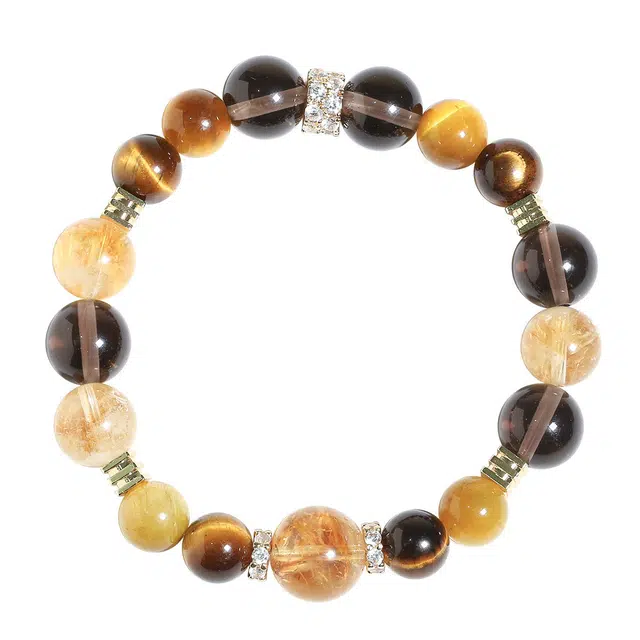 翡翠王朝 财富进宝 财运亨通#好运天然 黄水晶 手串 男女同款情侣款