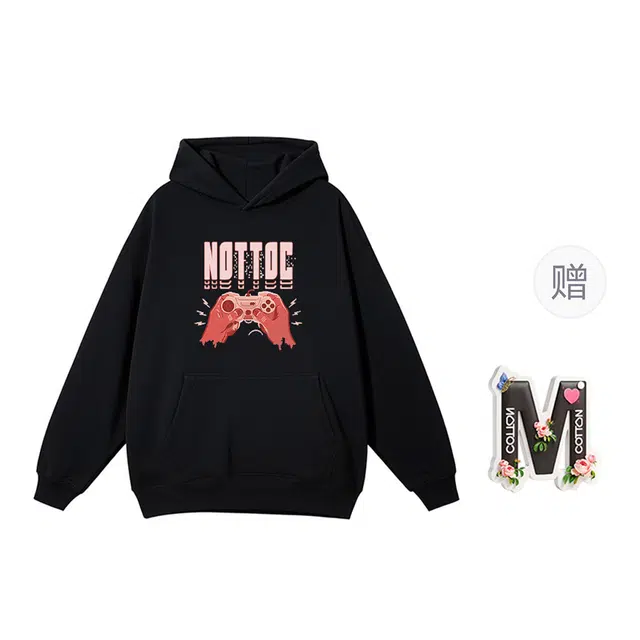 棉购 连帽秋冬季加绒加厚舒适百搭潮流印花美式学生上衣服卫衣 男女同款