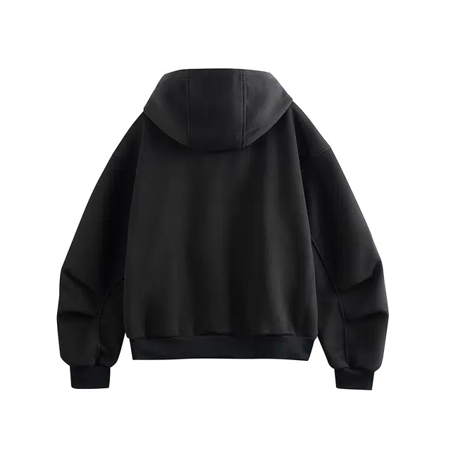永言 美式复古解构连帽开衫卫衣潮牌格子拼接宽松帽衫常规款外套 夹克 男女同款