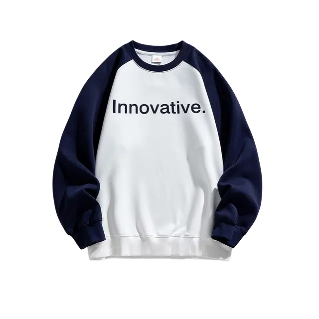 奇迹街区 日系拼接圆领潮牌街头宽松打底百搭卫衣 男女同款