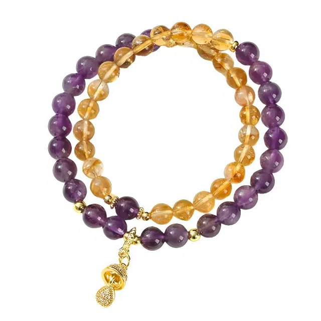 陌阡雪 【紫韵金辉】招财进宝 紫定发财 紫气东来 轻奢时尚设计精致高级感 小众简约气质日常百搭#好运天然 紫水晶 手串 女款