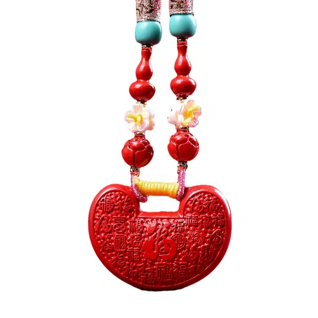 茂琼 吉祥如意 精品百福锁吊坠小众百搭高级感#好运 朱砂 项链 男女同款情侣款