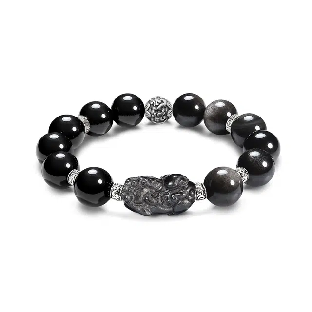 【招财吞金兽】 福韵金 貔貅新中式国潮复古祥云扣小众设计以爱之名轻奢转运珠简约告白#好运 黑曜石 手串 男女同款情侣款