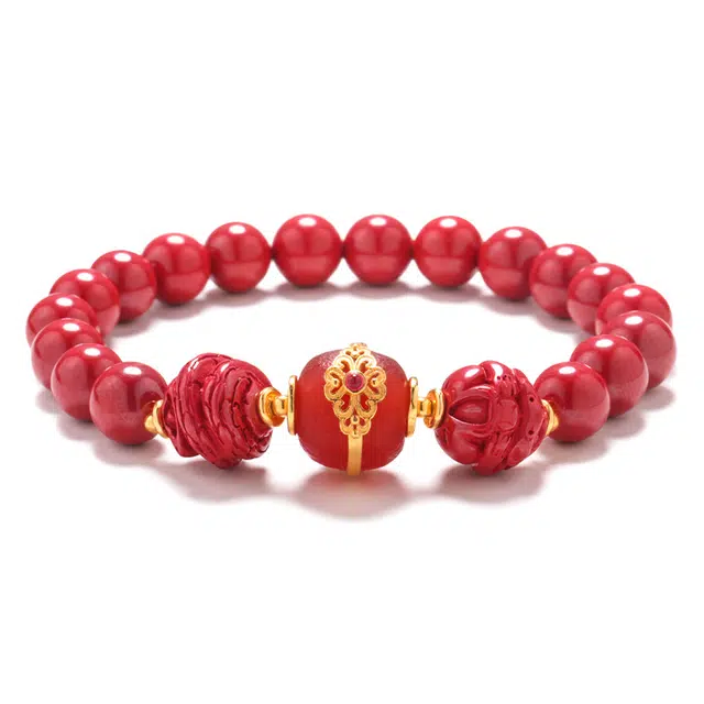 灵菲 匠心手作 生肖六合蛇猴 新中式国风本命年招财纳福转运 #好运平安顺意 朱砂 手串 女款