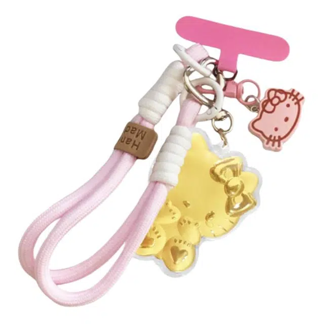 华利轩 可爱小猫创意甜美森系可爱时尚简约手机钥匙扣 日常百搭轻奢小众高级感暴富发财精致感 金 挂件 男女同款情侣款