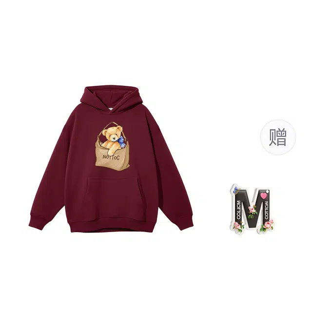 棉购 加绒慵懒风加厚长袖上衣外套卡通可爱宽松休闲卫衣 女款