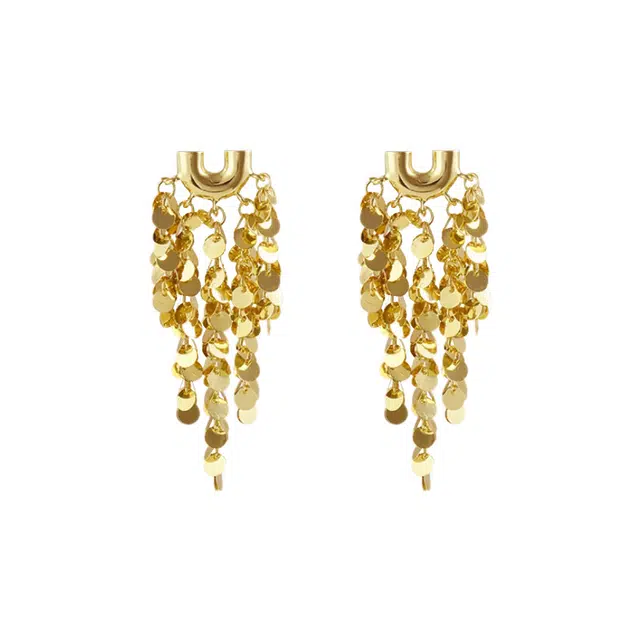 阿葱饰品 亮片流苏 轻奢时尚高级感复古港风大气夸张气质 礼服婚纱旗袍显脸瘦 合金 耳环 女款