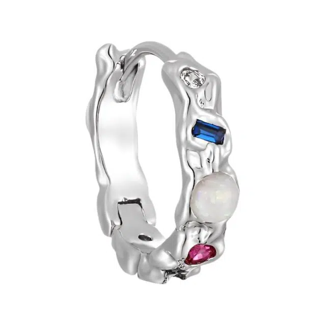 清脆小溪 轻奢 彩虹通勤百搭潮流高级感冷淡风气质优雅 合金 耳环 女款